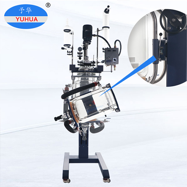 Lò phản ứng thủy tinh áo khoác nâng và xoay 10L 20L