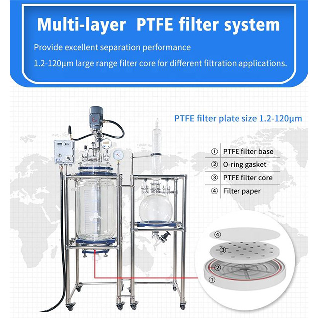 10L 20L 50L Lò lọc lọc hóa học phòng thí nghiệm Lò phản ứng kết tinh