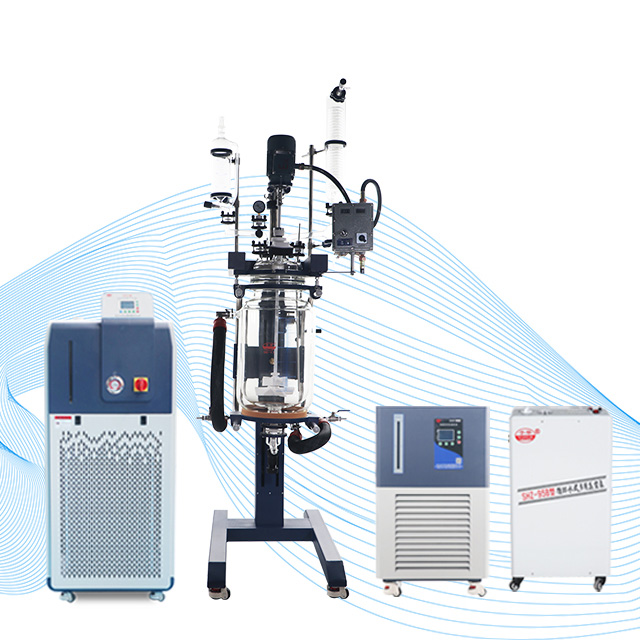 Lò phản ứng thủy tinh áo khoác nâng và xoay 10L 20L