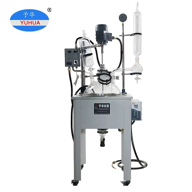 Yuhua 10L Kích thước Lò phản ứng Lò phản ứng Lò phản ứng thủy tinh lớp